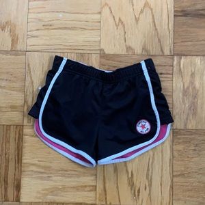 converse pink and black athletic shorts